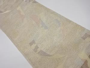 リサイクル　未使用品　姫野織物製　絽短冊に笹模様織出し袋帯（未仕立て）